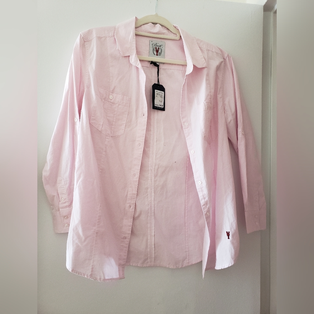 Pinch marine classic Cole haan pink gingham buttond down cotton shirt NWT